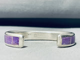 6 Inch Wrist Vintage Zuni Sugilite Sterling Silver Inlay Bracelet-Nativo Arts