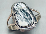 One Of The Best Vintage Native American Navajo White Buffalo Turquoise Sterling Silver Bracelet-Nativo Arts