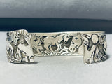 Ornamental Vintage Native American Navajo Sterling Silver Horses Bracelet Signed-Nativo Arts