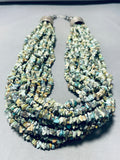 686 Grams Vintage Native American Navajo Green Turquoise Sterling Silver Tubule Necklace-Nativo Arts