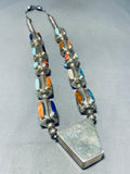 One Of The Finest Vintage Native American Navajo Turquoise Shell Sterling Silver Necklace-Nativo Arts