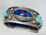 Eye of Lapis!!! Vintage Native American Navajo Turquoise Sterling Silver Bracelet Old-Nativo Arts