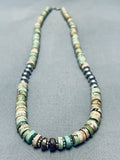 Native American Superior Vintage Santo Domingo Green Turquoise Sterling Silver Necklace-Nativo Arts