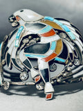 Best Vintage Native American Zuni Eagle Dancer Turquoise Inloay Sterling Silver Bracelet-Nativo Arts