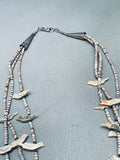 Museum Older Vintage Navajo Bird Heishi Sterling Silver Necklace-Nativo Arts