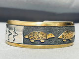 Gold Turtle Vintage Native American Navajo Singer Sterling Silver Bracelet-Nativo Arts