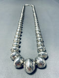 115 Grams Vintage Native American Navajo Hand Tooled Sterling Silver Bead Necklace-Nativo Arts