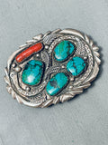 71 Grams Heavy Spiderweb Turquoise Vintage Native American Navajo Sterling Silver Buckle-Nativo Arts
