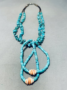 Brilliant Native American Navajo Blue Gem Turquoise Jacla Shell Heishi Necklace-Nativo Arts