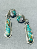 Native American Interesting Vintage Zuni Royston Turquoise Sterling Silver Sunface Earrings-Nativo Arts