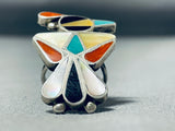 Tremendous Vintage Native American Zuni Mother Of Pearl Sterling Silver Ring-Nativo Arts