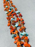 One Of The Most Unique Vintage Native American Navajo Coral Turquoise Necklace Old-Nativo Arts