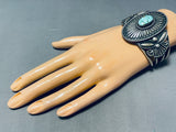 Heavy 71 Grams Vintage Native American Navajo Shield Turquoise Sterling Silver Bracelet-Nativo Arts