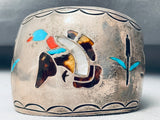 One Of The Coolest Ever Vintage Native American Navajo Bird Inlay Sterling Silver Bracelet-Nativo Arts