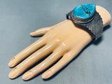 Tears Of Joy Vintage Native American Navajo Teardrop Turquoise Sterling Silver Bracelet-Nativo Arts