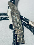 Traditional Vintage Native American Navajo Sterling Silver Kachina Bolo Tie-Nativo Arts