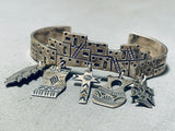 Pueblo Dangling Charms!! Vintage Native American Navajo Sterling Silver Bracelet Cuff-Nativo Arts