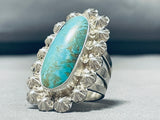Shells Around Royston Turquoise Vintage Native American Navajo Sterling Silver Ring-Nativo Arts