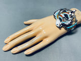 Best Vintage Native American Zuni Eagle Dancer Turquoise Inloay Sterling Silver Bracelet-Nativo Arts