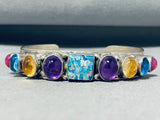 Colorful Native American Navajo Turquoise Amethyst Citrine Sterling Silver Bracelet-Nativo Arts