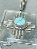 Rob Yellowhorse Native American Navajo Turquoise Sterling Silver Zia New Mexico Necklace-Nativo Arts