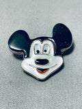 Whimsical Vintage Native American Zuni Inlay Mickey Mouse Sterling Silver Pin-Nativo Arts