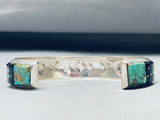 7 Inch Wrist Native American Navajo Gil Smith Pueblo Turquoise Inlay Sterling Silver Bracelet-Nativo Arts