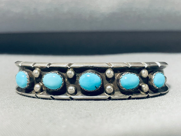 Superior Vintage Native American Hopi Sleeping Beauty Turquoise Sterling Silver Bracelet-Nativo Arts