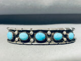 Superior Vintage Native American Hopi Sleeping Beauty Turquoise Sterling Silver Bracelet-Nativo Arts