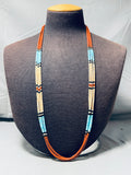 Traditional Vintage Santo Domingo Turquoise Pipestone Sterling Silver Necklace-Nativo Arts