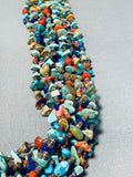 Colorful Native American Navajo Turquoise Coral Lapis Sterling Silver Necklace-Nativo Arts