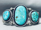 Vivid Vintage Native American Navajo Carico Lake Turquoise Sterling Silver Bracelet-Nativo Arts