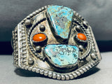 Museum Vintage Native American Navajo #8 Turquoise Sterling Silver Bracelet-Nativo Arts