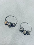 Marvelous Vintage Native American Navajo Sterling Silver Hoop Earrings-Nativo Arts