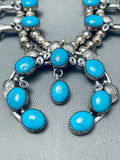 Wayne Etsitty Vintage Native American Navajo Turquoise Sterling Silver Squash Blossom Necklace-Nativo Arts