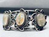 Gorgeous Vintage Native American Navajo Sterling Silver Abalone Bracelet Cuff Old-Nativo Arts