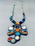 Native American Gasp! Santo Domingo Dragonfly Turquoise Inlay Sterling Silver Necklace-Nativo Arts