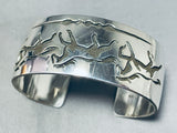Spectacular Native American Navajo Sterling Silver Horses Bracelet Signed-Nativo Arts