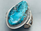 Towering Vintage Native American Navajo Blue Diamond Turquoise Sterling Silver Bracelet-Nativo Arts