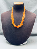 Light Orange Native American Navajo Heishi Sterling Silver Necklace-Nativo Arts