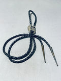 Superior Vintage Native American Navajo Black Onyx Sterling Silver Bolo-Nativo Arts