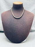 Sturdy Hand Tooled Vintage Native American Navajo Signed Sterling Silver Necklace-Nativo Arts
