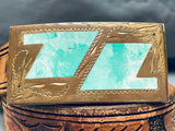 Rare Vintage Southwest Sterling Silver Turquoise Inlay Belt Buckle-Nativo Arts