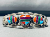 Hearts Of Inlay Vintage Turquoise Sterling Silver Bracelet Cuff-Nativo Arts