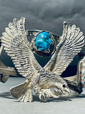 Fly Like An Eagle Vintage Native American Navajo Turquoise Sterling Silver Bracelet-Nativo Arts