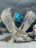 Fly Like An Eagle Vintage Native American Navajo Turquoise Sterling Silver Bracelet-Nativo Arts
