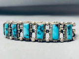Important Vintage Native American Navajo Bisbee Turquoise Sterling Silver Bracelet Old-Nativo Arts