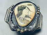 Hand Carved Opulent Vintage Native American Navajo Sterling Silver Native Woman Bracelet-Nativo Arts
