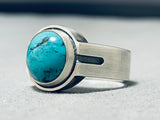 Native American Awesome Vintage Kingman Turquoise Dome Sterling Silver Huge Ring-Nativo Arts