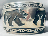 Important Vintage Native American Navajo Rosco Scott Walking Bear Sterling Silver Wide Bracelet-Nativo Arts